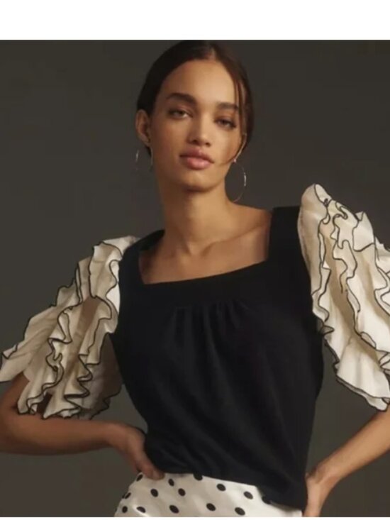 Sunday in Brooklyn Tops - NWT Anthropologie Sunday in Brooklyn Square-Neck Ruffle Sleeve Babydoll TOp